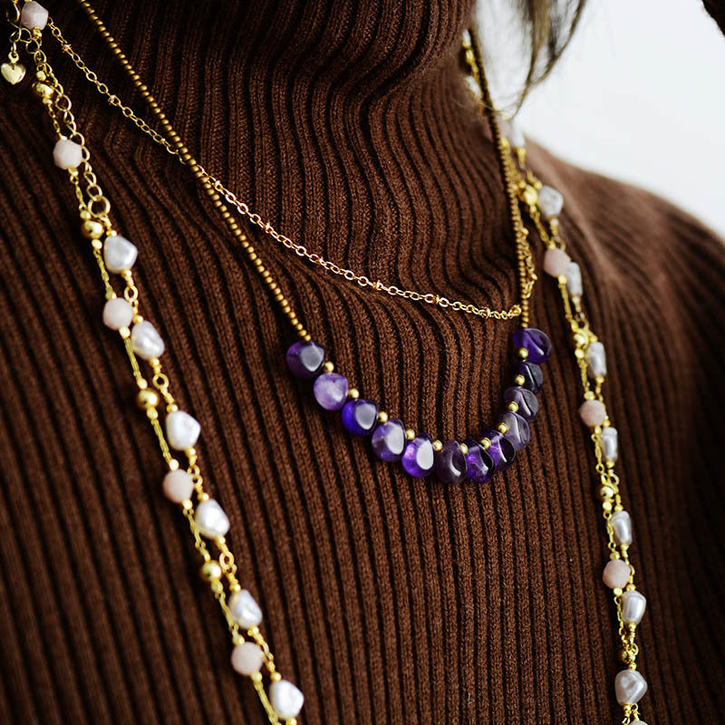 Collier améthyste bohème artisanal