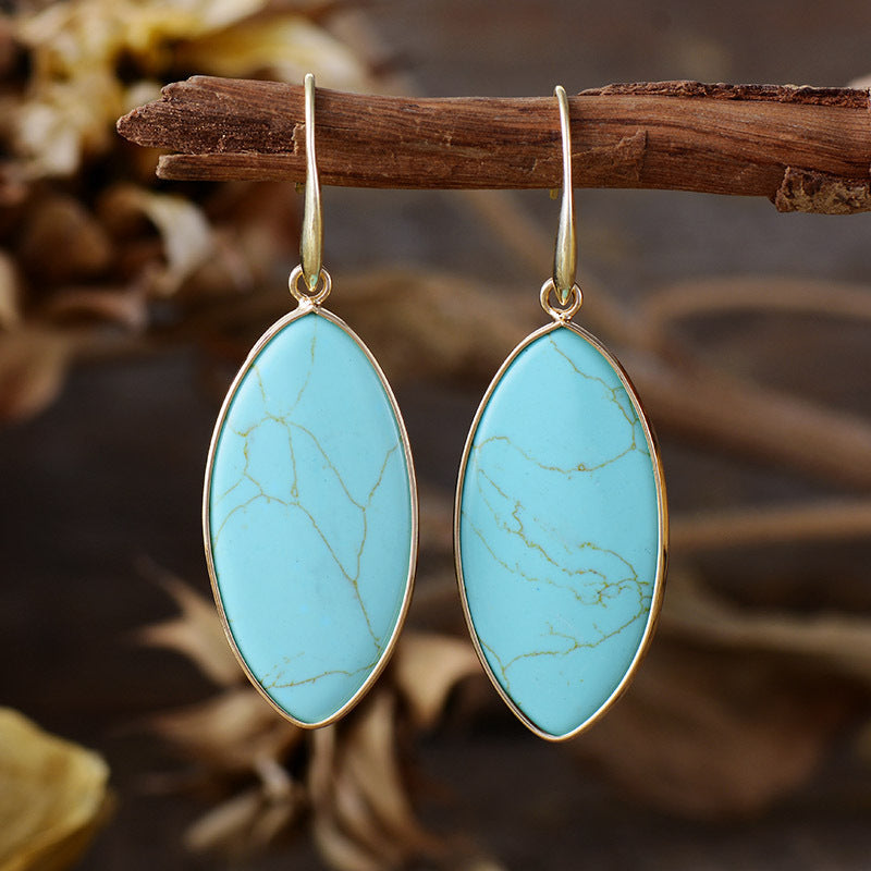 Boucles d'oreilles quartz rose, onyx et turquoise