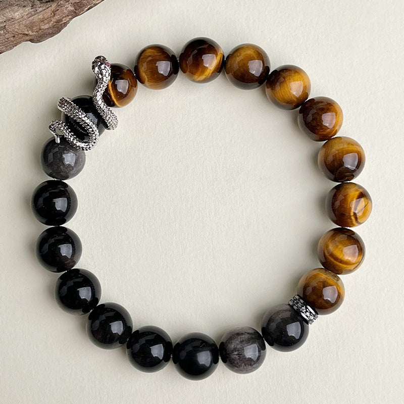 Bracelet obsidienne neige, deux styles