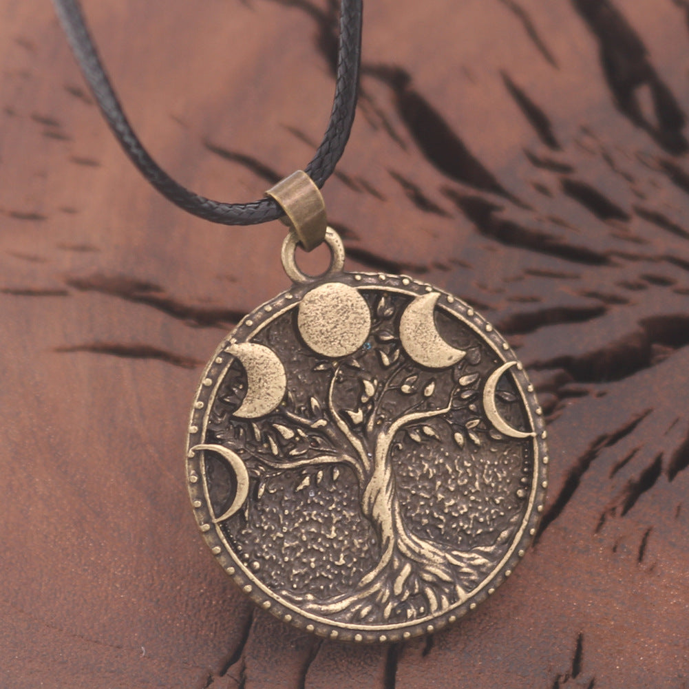 Collier arbre de vie nordique, soleil et lune