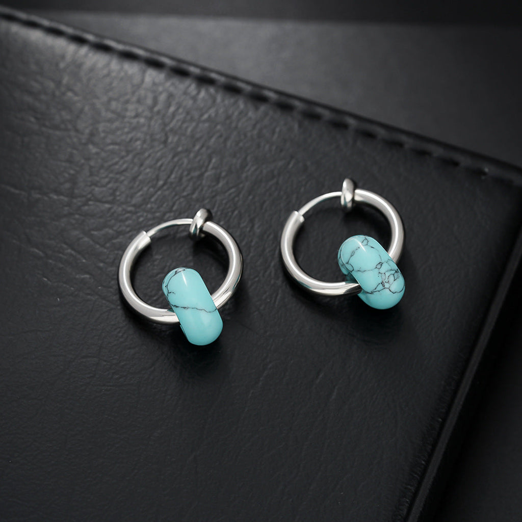 Boucles d'oreilles clip en pierre naturelle