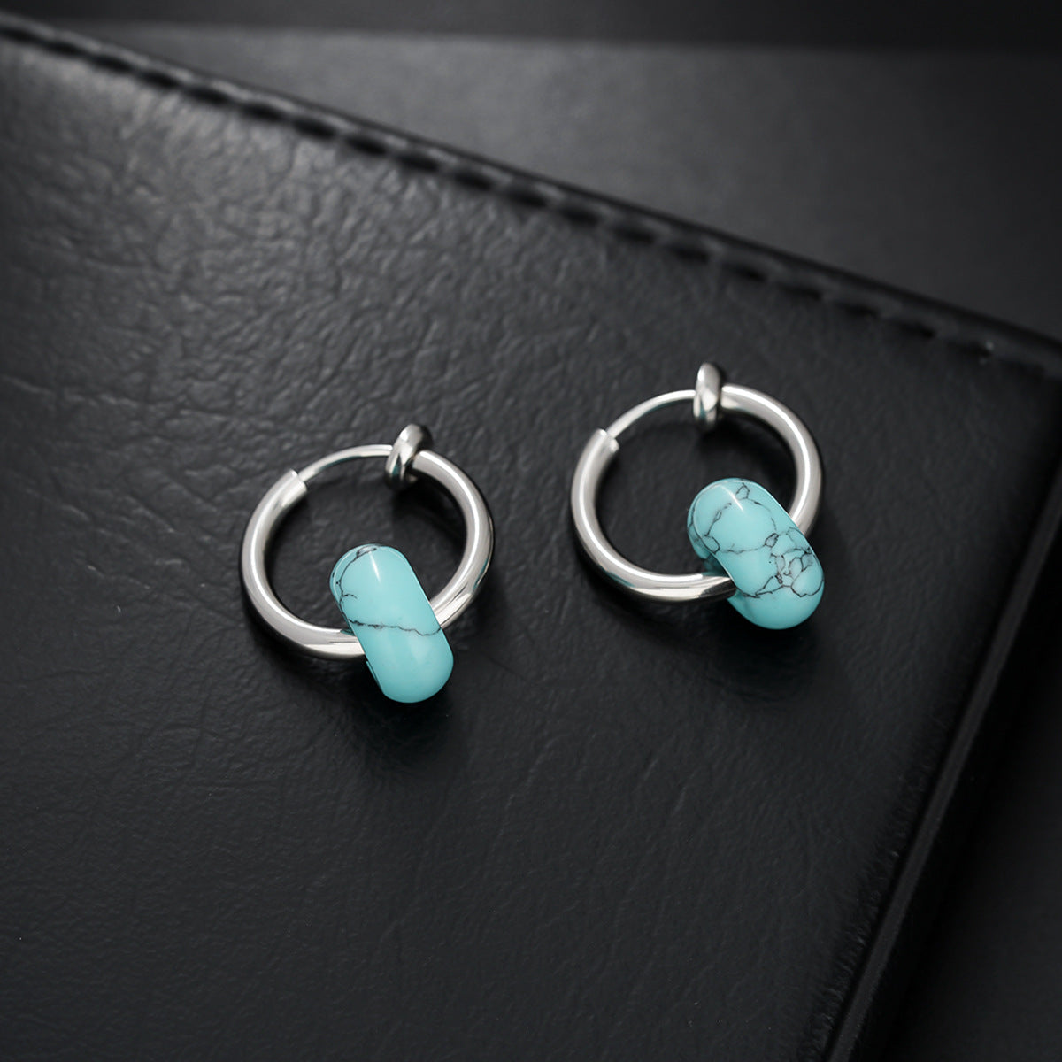 Boucles d'oreilles clip en pierre naturelle