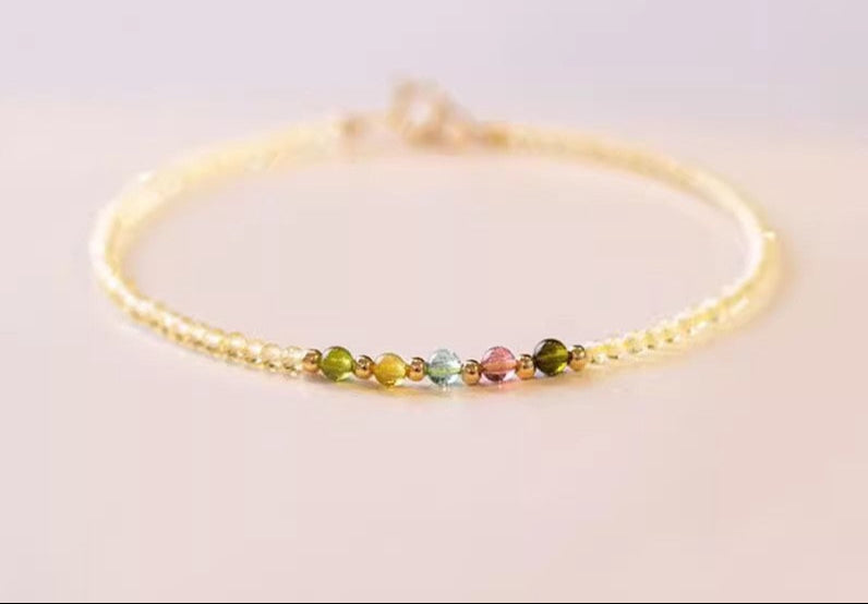 Bracelet porte bonheur citrine et tourmaline