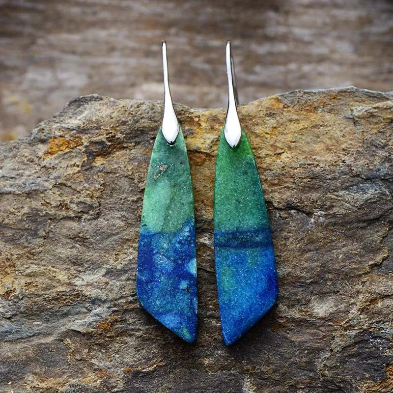 Boucles d'oreilles bohèmes lapis lazuli et aventurine