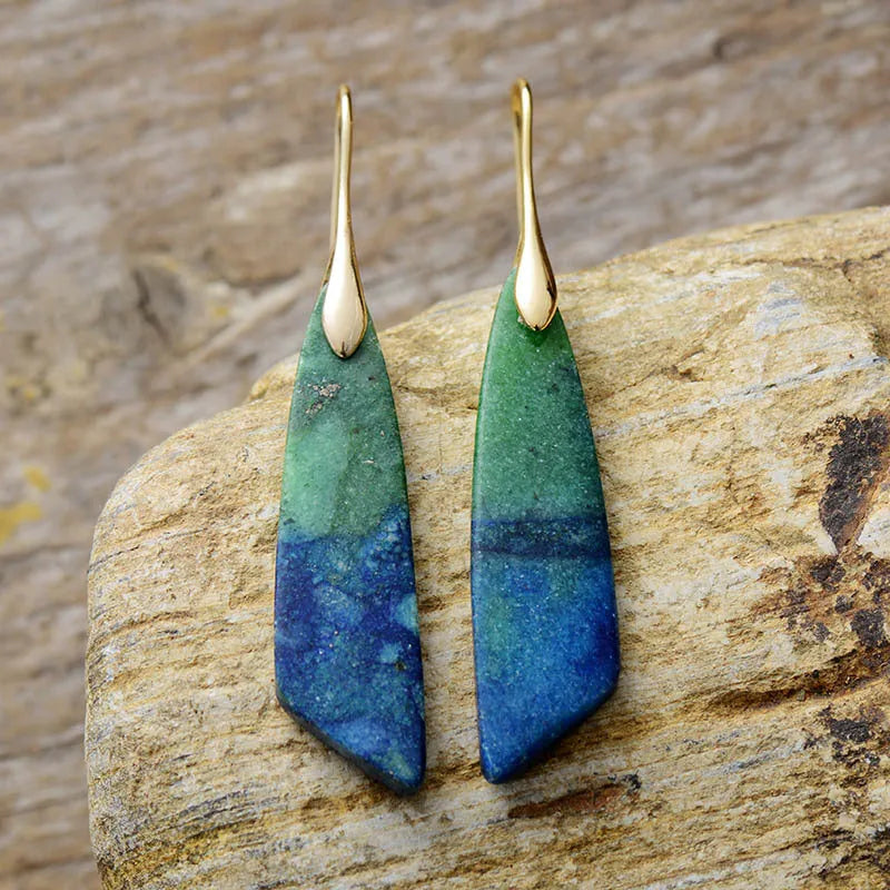 Boucles d'oreilles bohèmes lapis lazuli et aventurine
