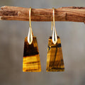Boucles d'oreilles oeil de tigre géométriques