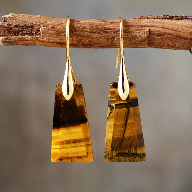 Boucles d'oreilles oeil de tigre géométriques