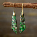 Boucles d'oreilles géométriques en jade vert