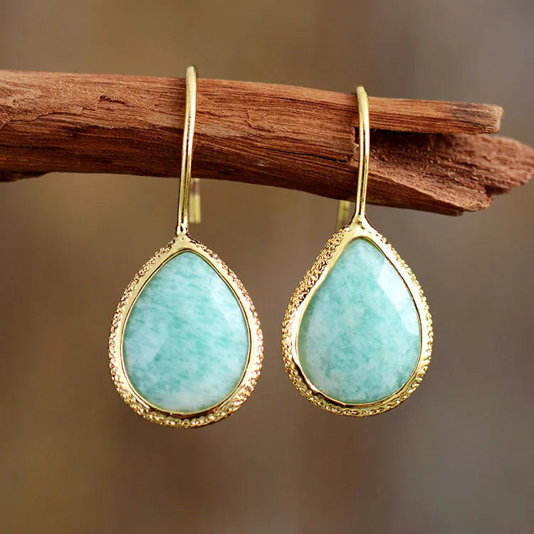 Boucles d'oreilles pendantes en amazonite