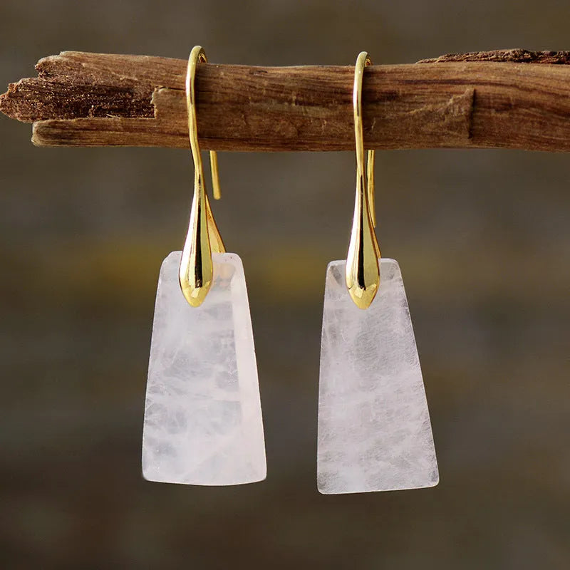Boucles d'oreilles pendantes en quartz blanc