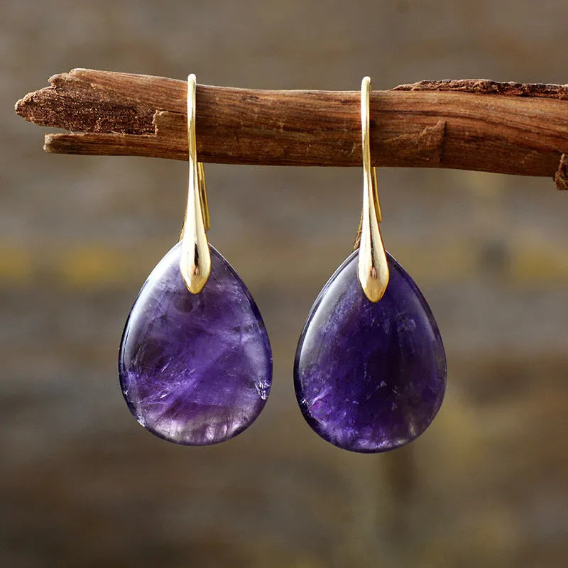 Boucles d'oreilles pendantes en améthyste
