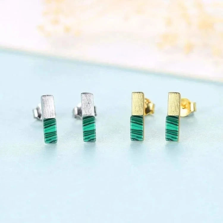 Petites boucles d'oreilles malachite