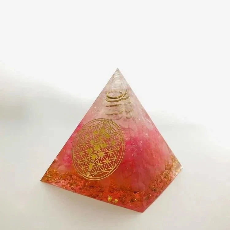 Orgonite pyramide quartz rose et rhodonite