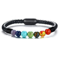Bracelet 7 chakras en cuir tressé