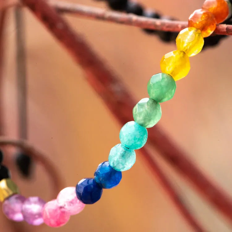 Bracelet 7 chakras perles facettées