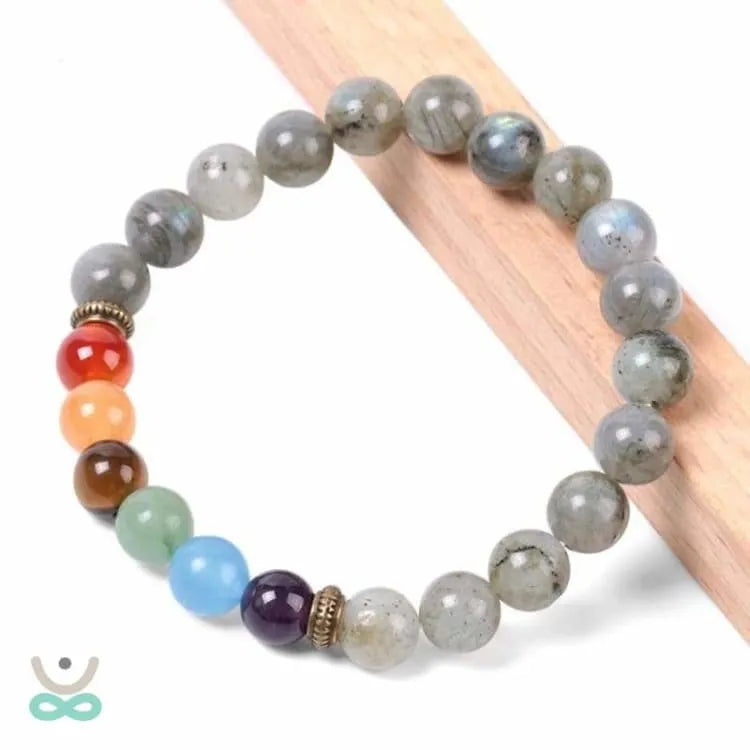 Bracelet 7 chakras en perles de labradorite