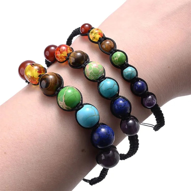 Bracelet 7 chakras en tissage tressé