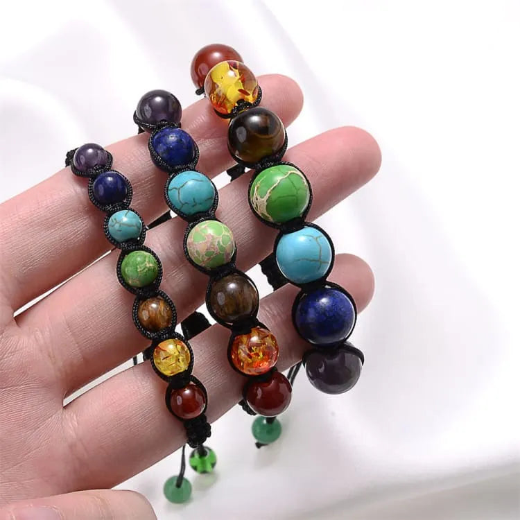 Bracelet 7 chakras en tissage tressé