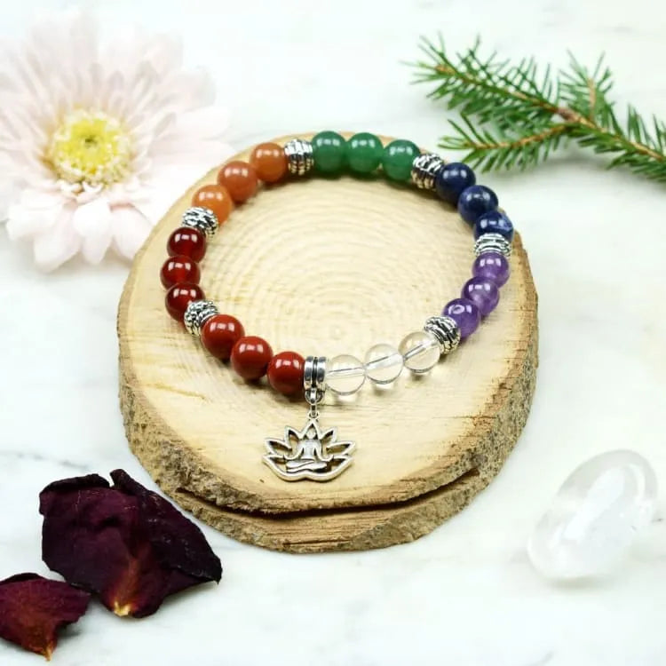 Bracelet 7 chakras et coffret de pierres