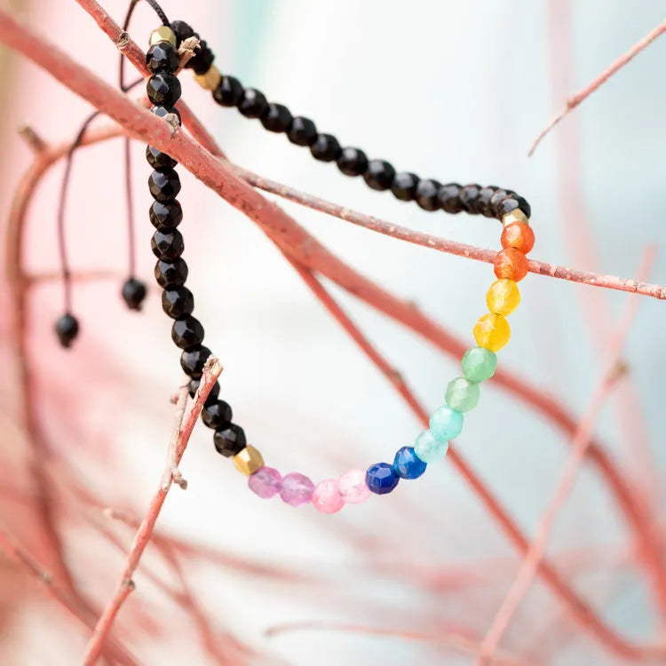 Bracelet 7 chakras perles facettées