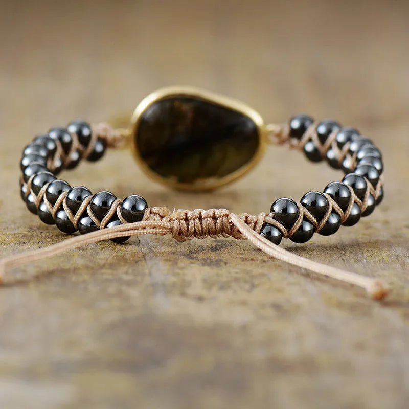 Bracelet labradorite bohème à double rang