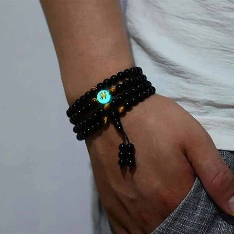 Mala tibétain obsidienne 108 perles