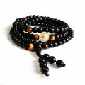 Mala tibétain obsidienne 108 perles