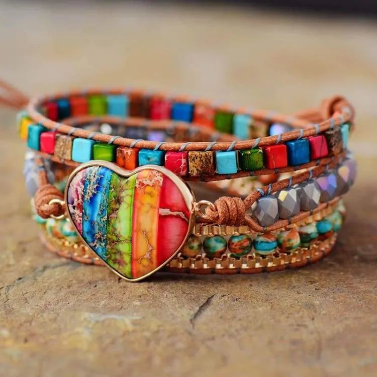 Bracelet 7 chakras en jaspe impérial