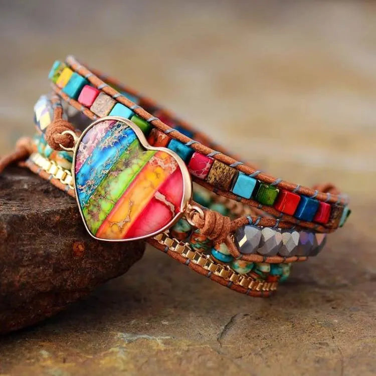Bracelet 7 chakras en jaspe impérial