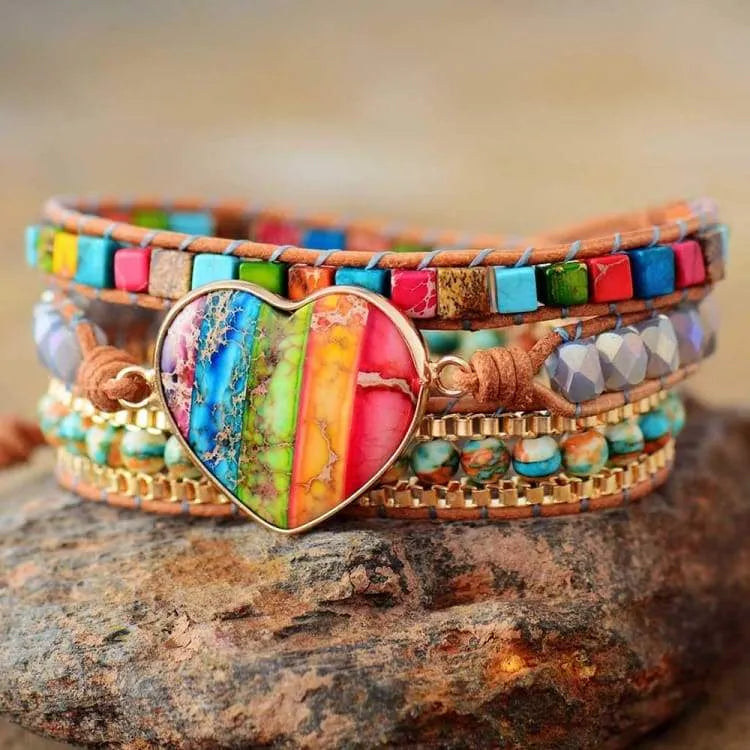 Bracelet 7 chakras en jaspe impérial