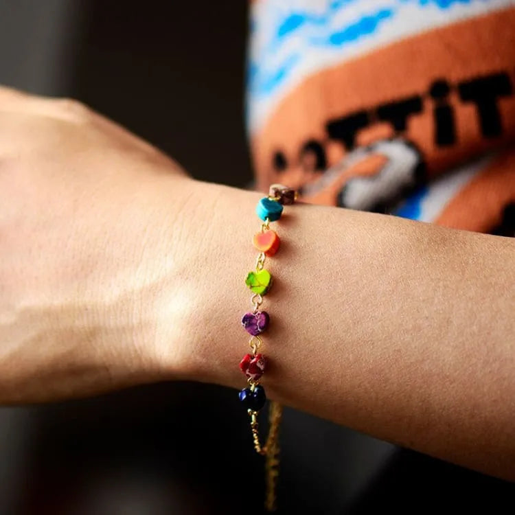 Bracelet 7 chakras à cœurs