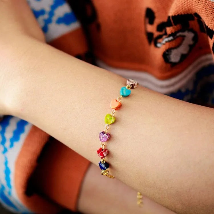 Bracelet 7 chakras à cœurs