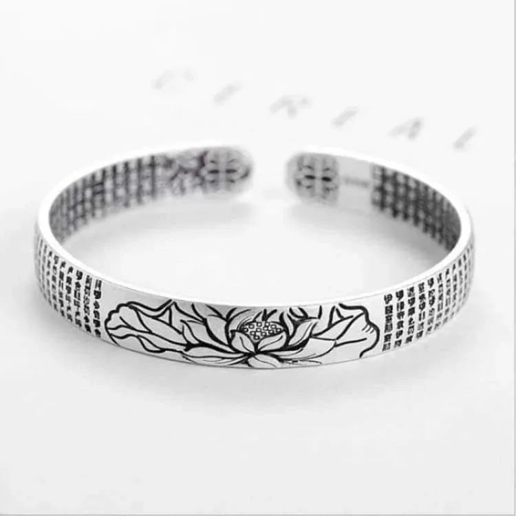 Bracelet fleur de lotus fin, sutra gravé