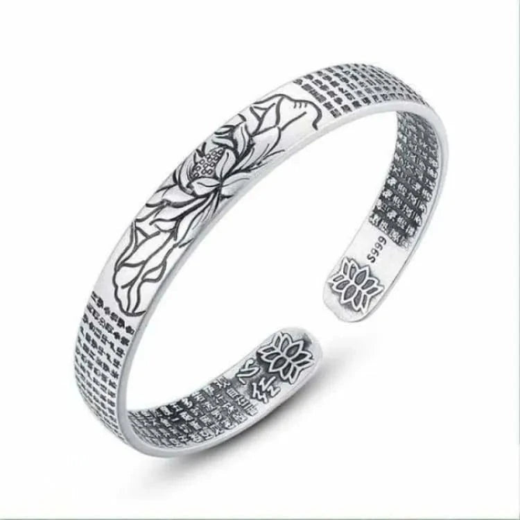Bracelet fleur de lotus fin, sutra gravé