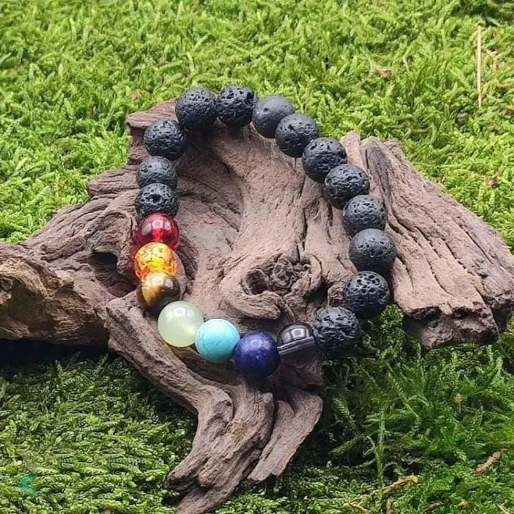 Bracelet 7 chakras pierre de lave