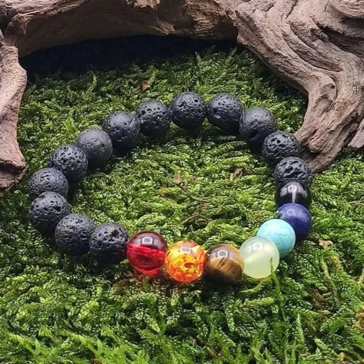 Bracelet 7 chakras pierre de lave