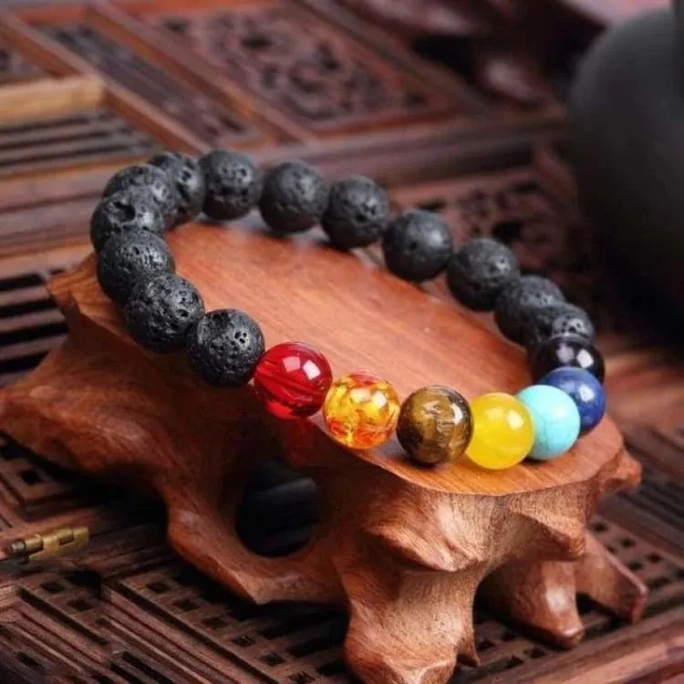 Bracelet 7 chakras pierre de lave