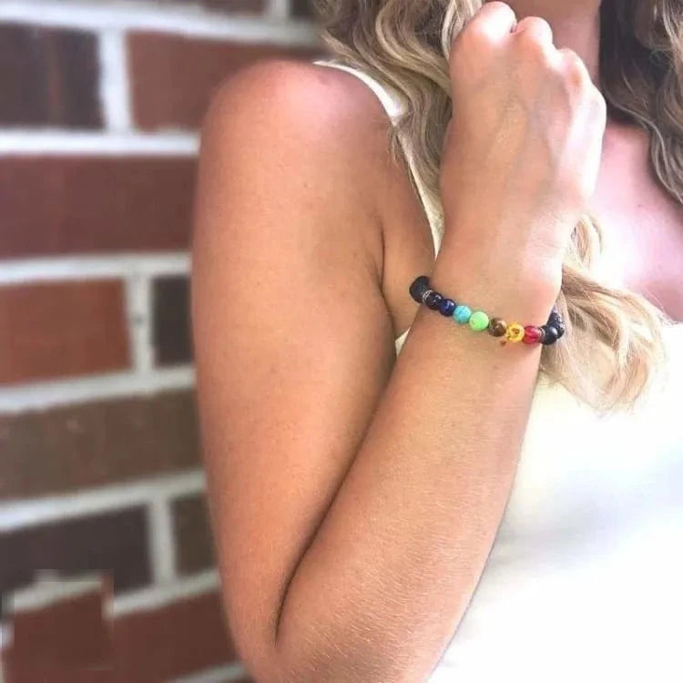 Bracelet 7 chakras pierre de lave