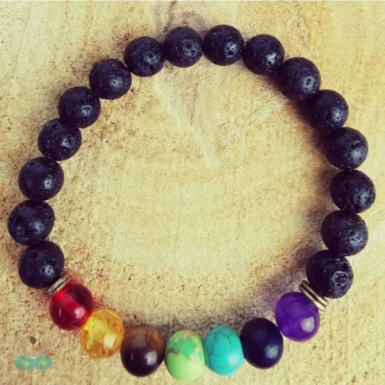 Bracelet 7 chakras pierre de lave