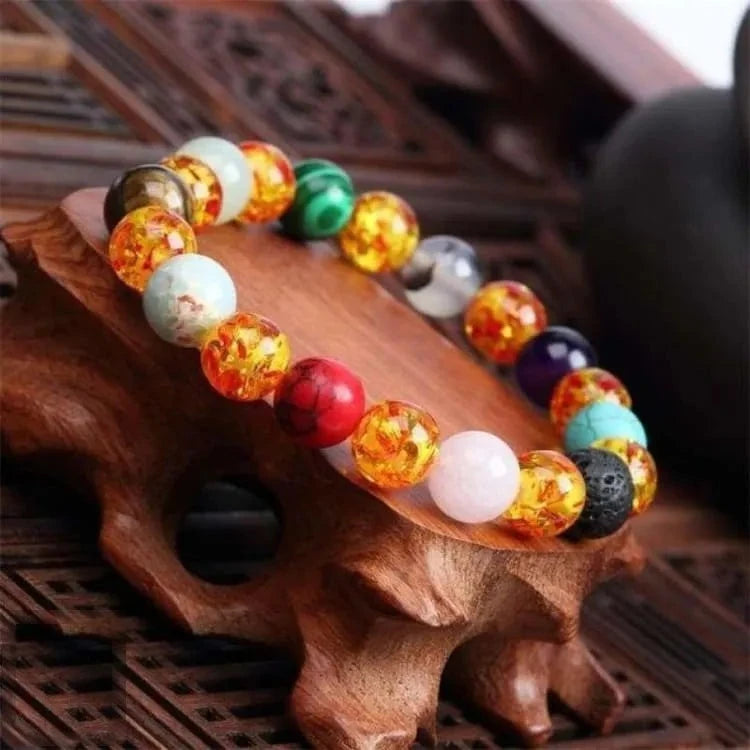 Bracelet 7 chakras pierre de lave
