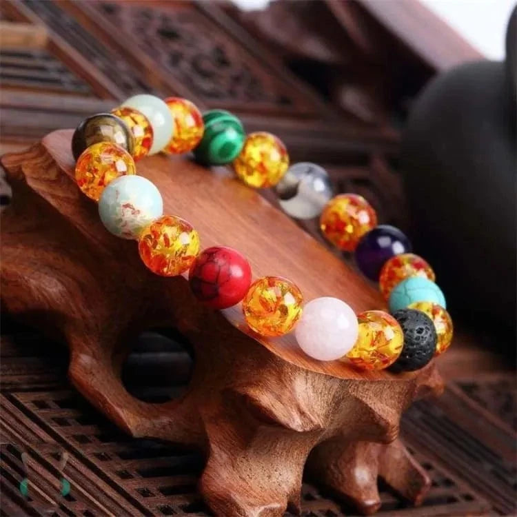 Bracelet 7 chakras pierre de lave