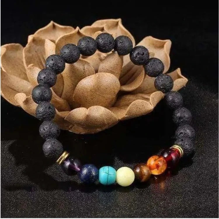 Bracelet 7 chakras pierre de lave