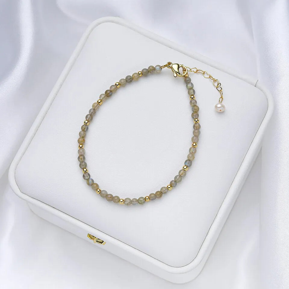 Bracelet labradorite et dorure 18 carats