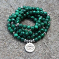 Mala tibétain en malachite 108 perles