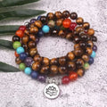 Bracelet 7 chakras mala en oeil de tigre