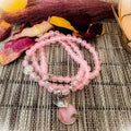 Bracelet mala quartz rose et pendentif tibétain