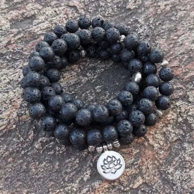Mala tibétain en pierre de lave
