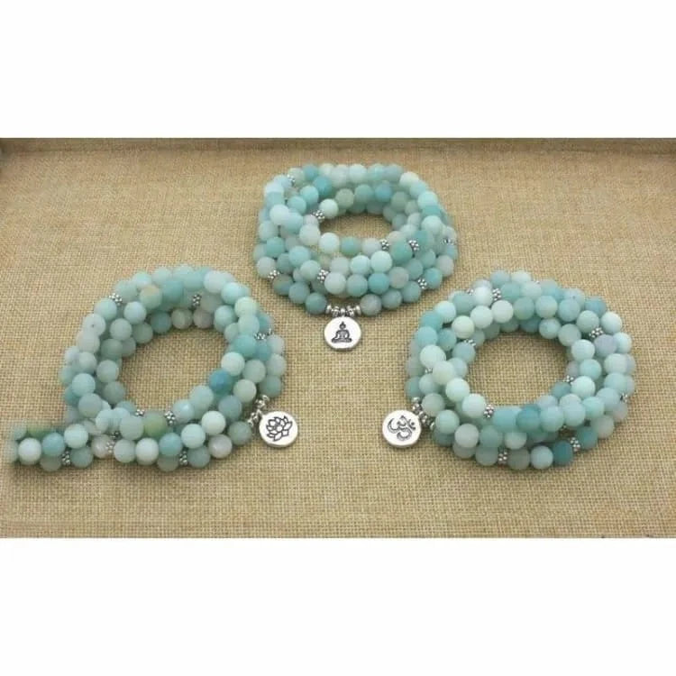 Mala tibétain en larimar 108 perles