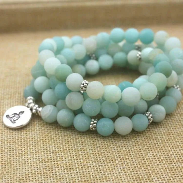 Mala tibétain en larimar 108 perles