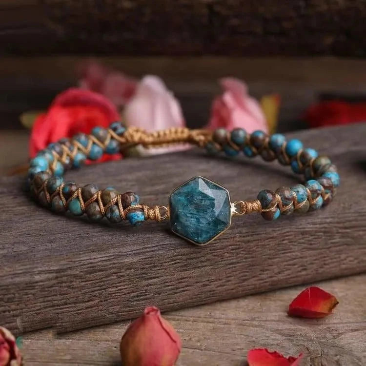 Bracelet jaspe bleu et apatite